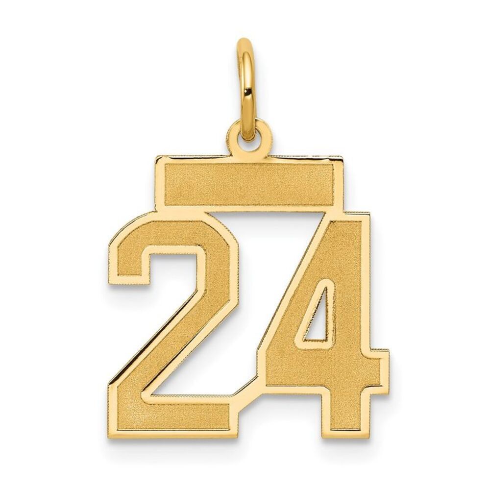 14k Yellow Gold, Jersey Collection, Small Number 24 Pendant